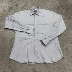 Chan Exclusive Tailor Dress Shirt Mens Large Blue White Check Button Down Career